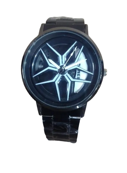 Men’s Rotatable Car Rim Quartz Watch – Waterproof Stainless Steel Sport Watch