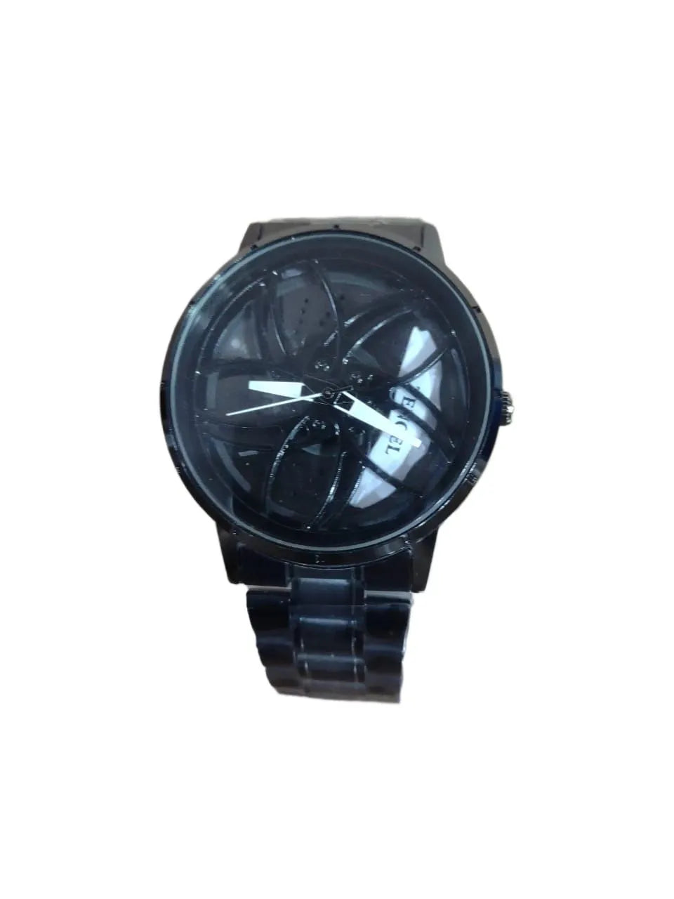 Men’s Rotatable Car Rim Quartz Watch – Waterproof Stainless Steel Sport Watch