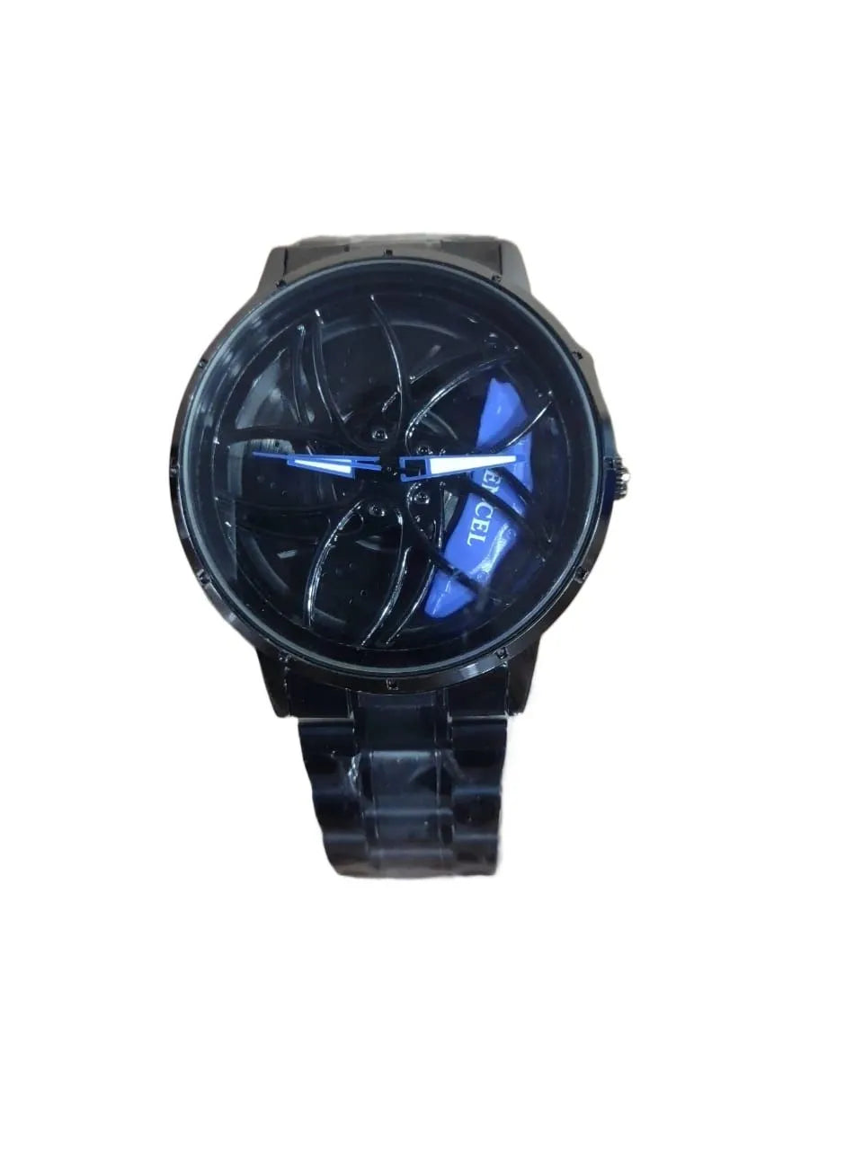 Men’s Rotatable Car Rim Quartz Watch – Waterproof Stainless Steel Sport Watch