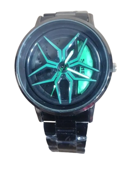 Men’s Rotatable Car Rim Quartz Watch – Waterproof Stainless Steel Sport Watch