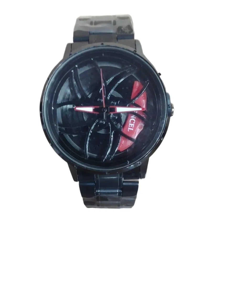 Men’s Rotatable Car Rim Quartz Watch – Waterproof Stainless Steel Sport Watch